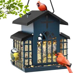야외용 ScinDa 5LB 교회 금속 걸이 새 모이통 방풍 수트 핀치 딱따구리 등 야생 조류를 끌어들이기에 좋은