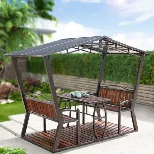 야외 지붕 벤치 정원 방갈로 조립식 우드 오두막 원목