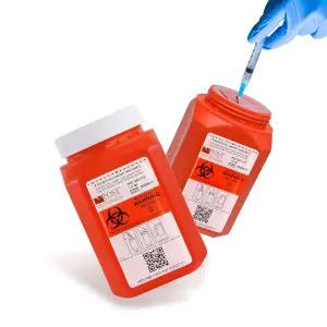 포스트 - 1.0 쿼터 샤프 용기 6개 케이스 바늘 및 주사기용 천공 저항성 폐기 나사 캡 뚜껑이 있는 누수