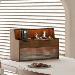 싱크대위수납장 미니찬장 그릇장 선반 다크브라운 서랍장