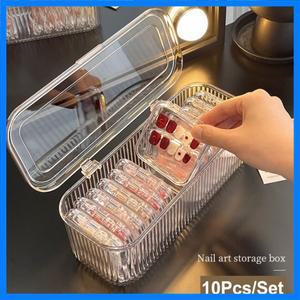 10Pcs 투명 아크릴 네일 보관 상자 살롱 거짓 손톱 포장 및 디스플레이에 대 한 방진 여행 주최자