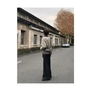 키체샵 남성 바람막이 점퍼 가을 겨울 오버핏 무스탕 칼라 해링턴 재킷 HO4