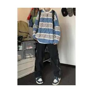 포뇨2 남성 스트라이프 니트 코트 가을 겨울 빈티지 OPH4