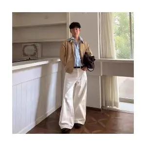 록쉬블몰 남성 바람막이 점퍼 카키 페이크 투피스 슬림 재킷 계 오피스룩 캐주얼 코트 상의 HO1