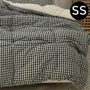블랙 선염 어반체크 워싱 싱글 차렵이불 순면 (WFJQZIN)