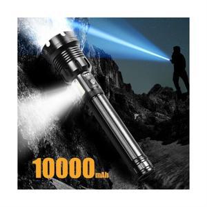 XHP160.2 손전등 LED 후레쉬 줌 써치라이트 충전식 휴대용 초걍력 고휘도 26650 10000mAh 블랙