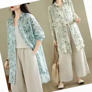 프레시 프레시 썸머 리프 롱 셔츠 블라우스 여름 상의 여름