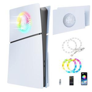 [호환품]냉각 통풍구 상부 AC 표면 페이스플레이트 및 PS5 Slim용 Led 하드 ABS 분리형 교체 커버 스킨 플