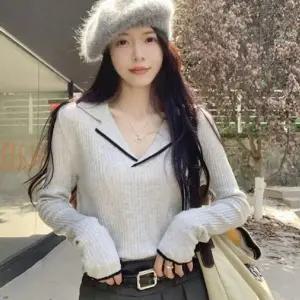 카라 브이넥 캐주얼 골지 니트 필수템 (KYR-WFGV46Y)