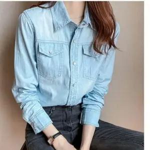 데님셔츠 버튼 추천 여자 청남방 꾸안꾸 블라우스 사 (KYR-WFGV867)