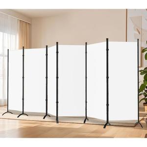 방 칸막이-6 패널 흰색 접이식 프라이버시 스크린, 분리를 위한 6피트 칸막이 벽, 가정, 사무실, 교실, 스튜디오