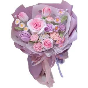 뜨개꽃 꽃다발 수제 손뜨개 토끼 해바라기 뜨개 튤립