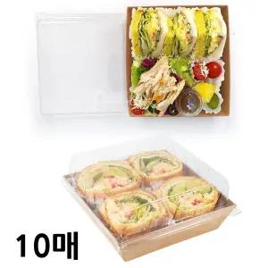 테이크아웃 포장용 정사각 종이도시락 10매 휴대용 런치박스 일회용도시락