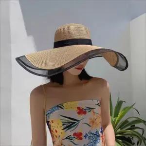 모자 라피아햇 와이드챙 시스루 레이스 썸머햇 휴양지