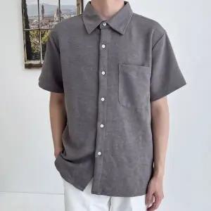 [하프클럽/]포켓 남자 반팔셔츠 가로줄 여름 남성 반팔 남방 셔츠