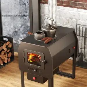 야외 난로 캠핑용 화목 캠핑 펠렛 난방 스토브 장작 연통 불멍 화로 소형 풍차문