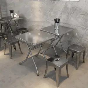 스테인레스 포차 테이블 테라스 업소용 세트 사각테이블 접이식 의자 야외테이블 스테인레스가구