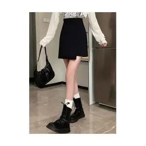 여성 치마 미니 하객 언밸런스 힙업 스커트 추동 코튼 울 MF4