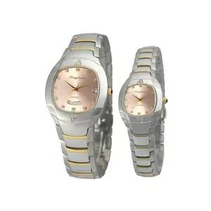 킹덤 고품격 천연 다이아몬드 커플 선물 명품 예물 고급 타원형 메탈 손목 시계 / KD4060RCD