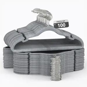 셔츠 바지 원피스용 모던 스페이스 100팩 벨벳 행거 스커트 정장 자켓 - 슬림 공간 절약 디자인 표준 코트