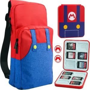슈퍼 마리오 디자인의 스위치 2/스위치/OLED/라이트 슬링 숄더백 크로스바디백팩이 포함된 휴대용 번들