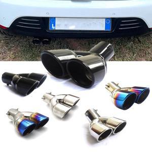범용 자동차 배기 파이프 입구 더블 리어 팁 테일 두꺼운 스테인레스 스틸 액세서리 머플러 출구 63mm