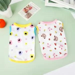 강아지여름옷 배색 캐릭터 민소매 티셔츠 강아지옷 (WFJSR8K)