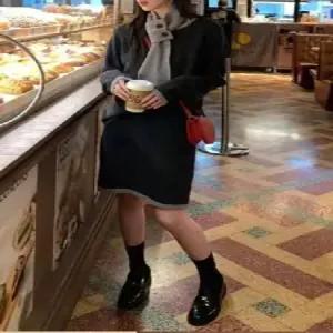 여자정장세트 추동 캐주얼 그레이 니트 스커트 머플러 3종 세트 원템4