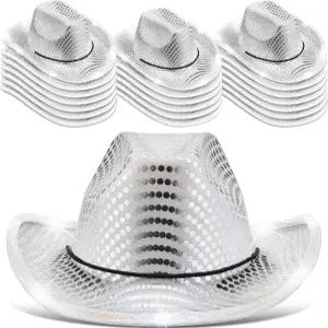 티산시 20팩 라이트 카우보이 카우걸 모자 LED 플래시 업라이트 웨스턴 바첼로렛 파티 웨딩 브라이덜