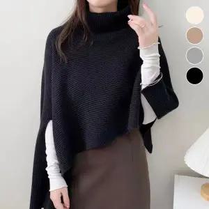 여성 언발란스 니트 케이프 숄 망토 WFG1KQ1