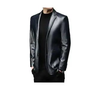 남자정장재킷 정장 칼라 가죽 재킷 추동 캐주얼 PU 바람막이 점퍼 원템4