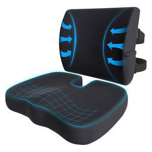 사무용 의자 및 자동차용 정형외과 시트 쿠션 요추 지지 베개, 세탁 가능한 커버가 있는 메모리 폼, 꼬리뼈용 인체공학적 책상 쿠션, 요통 , 좌골