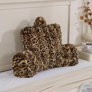 남자친구 성인을 위한 애니바디 리딩 베개, 벨벳 등받이 침대 웨지 대형, 침대에 앉을 수 있는 지지 쿠션 / 받침대 18인치 레오파드 브라운용 소파