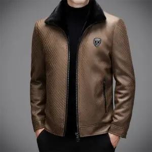 남성 심플데일리룩 항공 점퍼 겨울 가죽 재킷 기모 도톰 캐주얼 PU 멋스러움 OOTD4