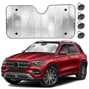 에코너 어코디언 자동차 폴더블 인테리어를 차단기 위한 선섀도 반사형 26인치 그늘막이 컵이 선바이저 자외선과 흡입 시원한 4개의 창문 있는 차단합니다 56인치 앞유리 열을 더블