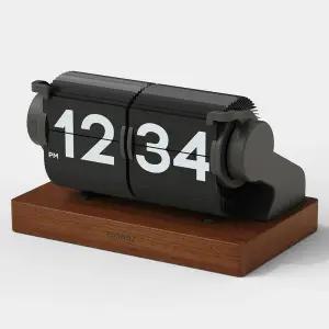 무아스 자동 미니 플립 시계 레트로 빈티지 책상 타이머 달력 알람 스누즈 대형 USB-C 충전식 홈 오피스 학