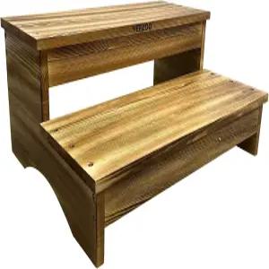 긴 나무 스텝 스툴 미끄럼 방지 패드가 있는 2단계 성인 및 노인용 주방 하이베드(26.8인치 L*20.1인치