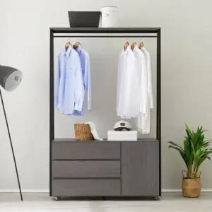 가구산책 그레이 1200 3단 이동식 행거형 서랍장 B2741