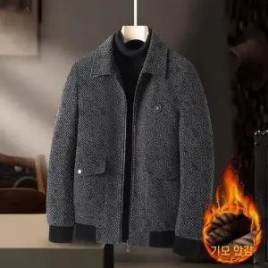 남자 모직 캐주얼 가을 겨울 자켓 코트 도톰한 골드밍크털 기모 패피4