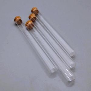 코르크 마개 및 둥근 바닥 투명 실험실 유리 튜브 소형 과학 바이알 교육 용품 50 개로트