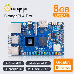 오렌지 파이 4 프로 8GB LPDDR5 RAM 싱글 보드 컴퓨터 올위너 A733 WiFi6 BT5 듀얼 PI CSI 카메라 개발 미니 PC