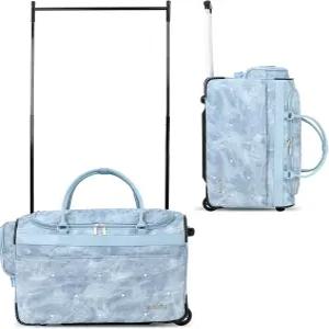 팬월리 23인치 가벼운 청 데님 댄스백과 의류 선반 펄라이즈 퀼팅 방수 텍스처 PU 가죽 대회 더플백 댄서