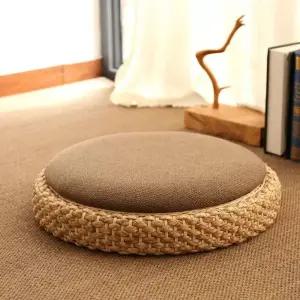 다다미 방석 낮은 찻집 다도 정사각형 노란색 50x50cm 테이블 다과상 쿠션