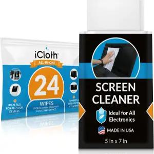 iCloth의 스크린 클리너 물티슈 ？ 개별 포장 여행용 사이즈 줄무늬 없음 (24개의 대형 물티슈)
