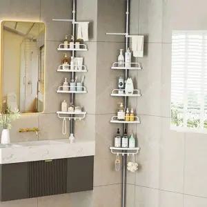 욕실 틈새 선반 무타공 트레이 샤워실 화장실 코너 선반 정리대 수납장 높이 조절