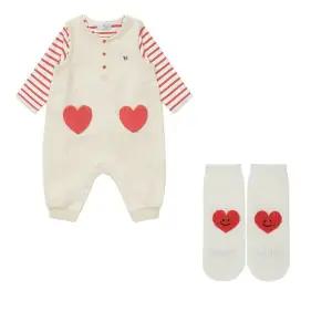 [B블루독베이비B] (CR)하트SET우주복.하트하프양말SET    4617067505.4611481003  우주복/선물