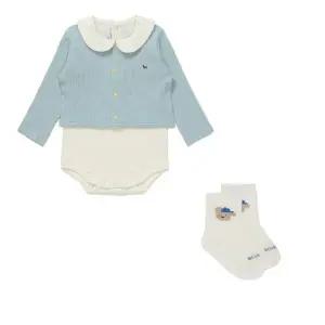 [B블루독베이비B]   (BL)가디건SET바디슈트.도기하프양말SET  46170676024611481005  우주복/바디수트