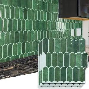 Art3d 10장 필 앤 스틱 백스플래시 타일 주방 욕실 세탁실 그린 마블용 벽 스티커에 12 x12 비닐 부착