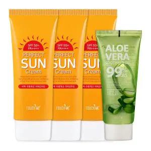스킨케어 터치미 퍼펙트 썬크림 3개 SPF50윤기 생기 보습PA윤기 보습윤기 보습 3중기능성 데일리선크림