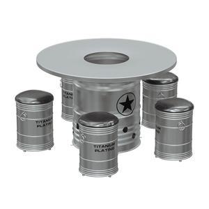 빈티지 드럼통 테이블 스테인레스스틸 카페 고기집 업소용 포차 깡통테이블 원형테이블